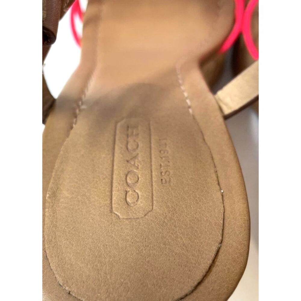 Coach Georgiana Q1868 Pink Ginger Leather Wedge Strappy Heels Size 8.5B - Picture 4 of 6